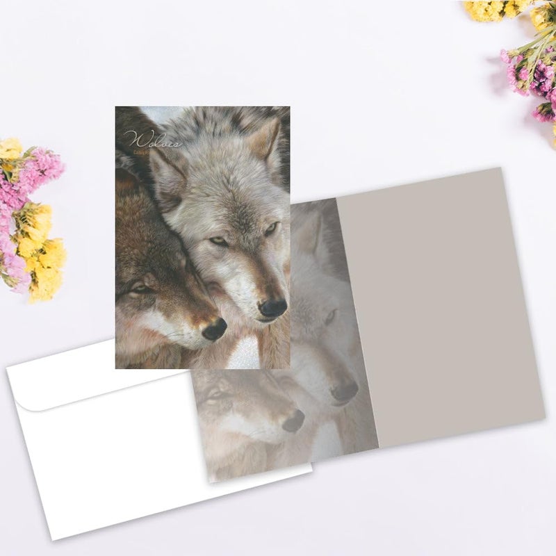 Tree-Free Greetings EcoNotes 12 Count Wolf Pair All Occasion Notecard Set with Envelopes, 4 x 6 Inches (FS66913) - Image 2